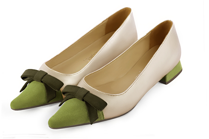Dress handbag in pistachio green leather - Rear view